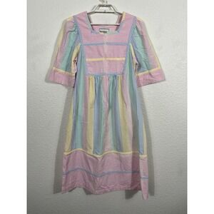 Saybury Sleepwear Nightgown Size S Seersucker Striped Multicolor Cotton Blend